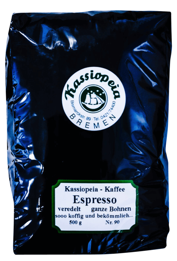 Kassiopeia Kaffee Espresso, gemahlen oder ganze Bohne, 500g