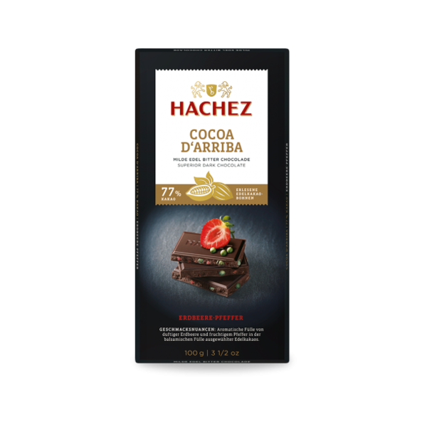 Hachez Cocoa D'Arriba Erdbeer mit Pfeffer 77% Cacao